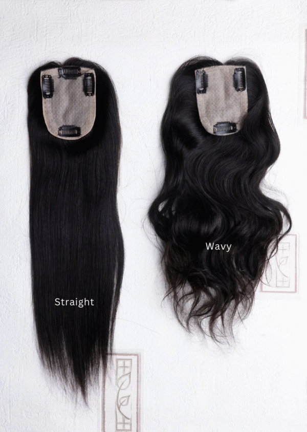 100% Remy Human Hair Silk Base Topper – 3x4 Inch - Image 2