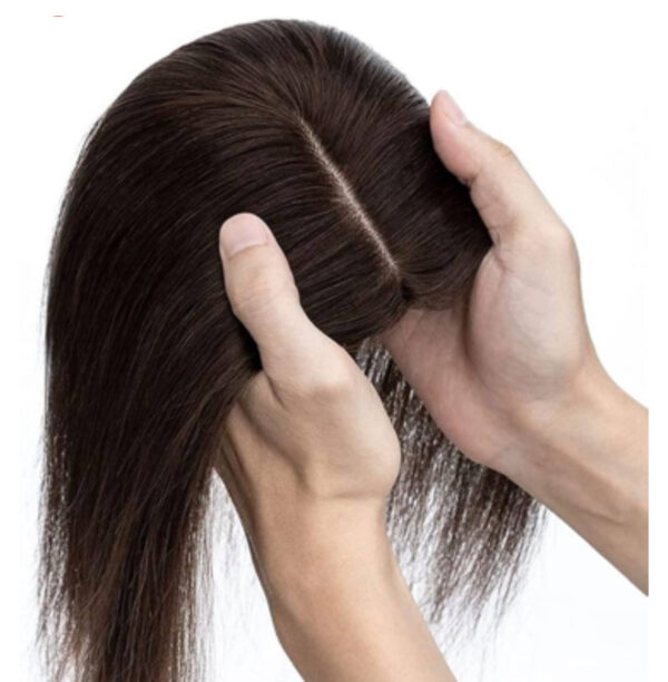 Deluxe 100% Remy Human Hair Silk Base Topper – 9x6 Inch