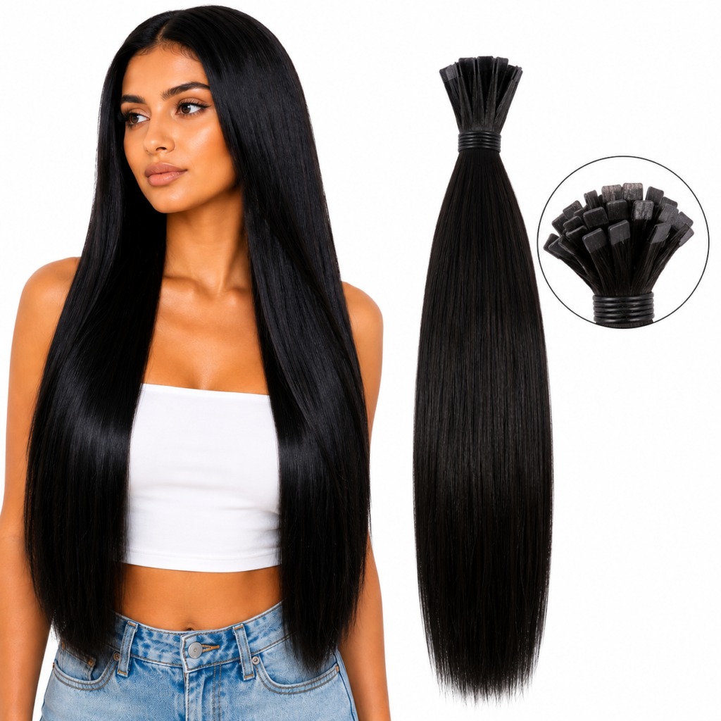 Premium Flat Tip Hair Extensions – 100% Remy Human Hair for Seamless Length & Volume