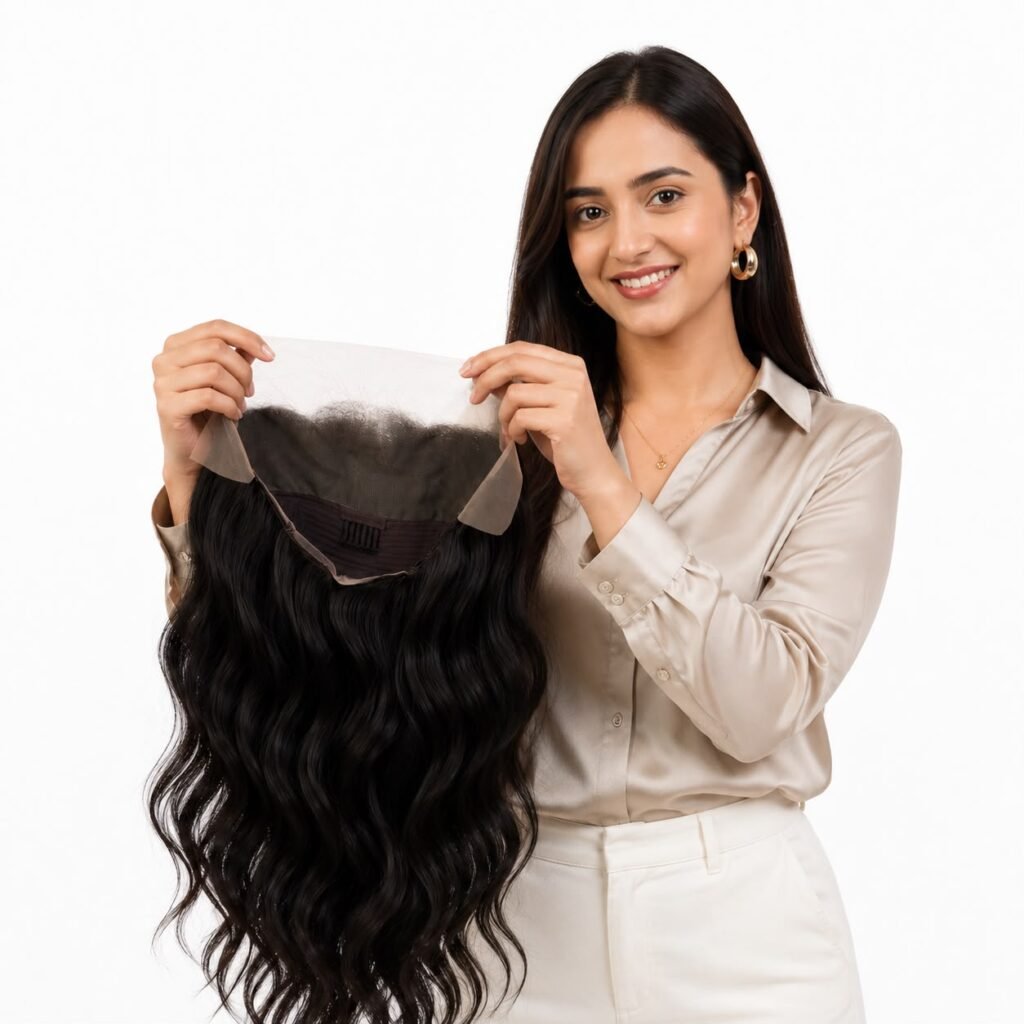 Imported Front Lace Silk Wig for Women | 100% Human Hair Natural Black Wig with Natural Hairline