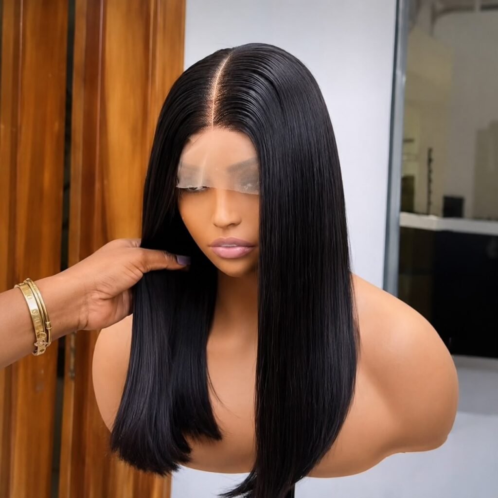 Premium Human Hair Closure Wig for Women | Natural Black Lace Closure Wig with Natural Hairline